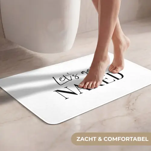 Quotes - Let's get naked - Wit - Spreuk WCmat klein -USP_ZachtNL