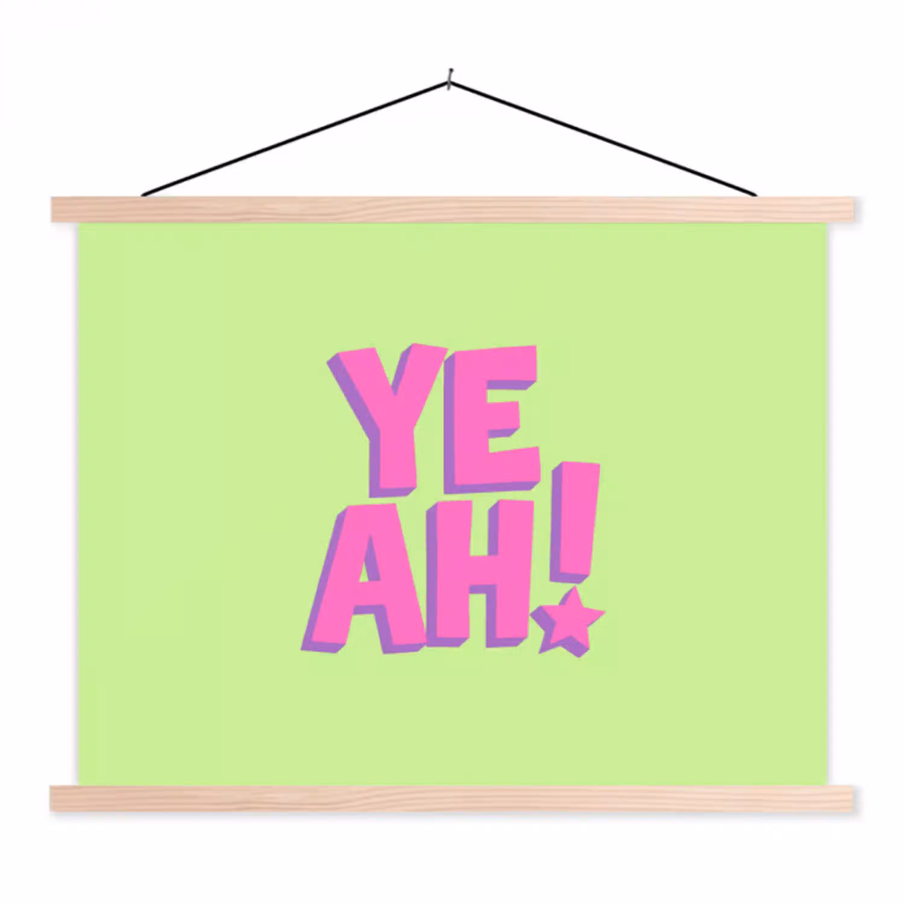Groen - Neon - Quote textielposter latten blank klein -3d