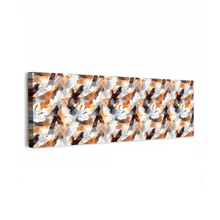 Penseelstreken - Oranje - Grijs canvas 2cm klein 828 -z3d