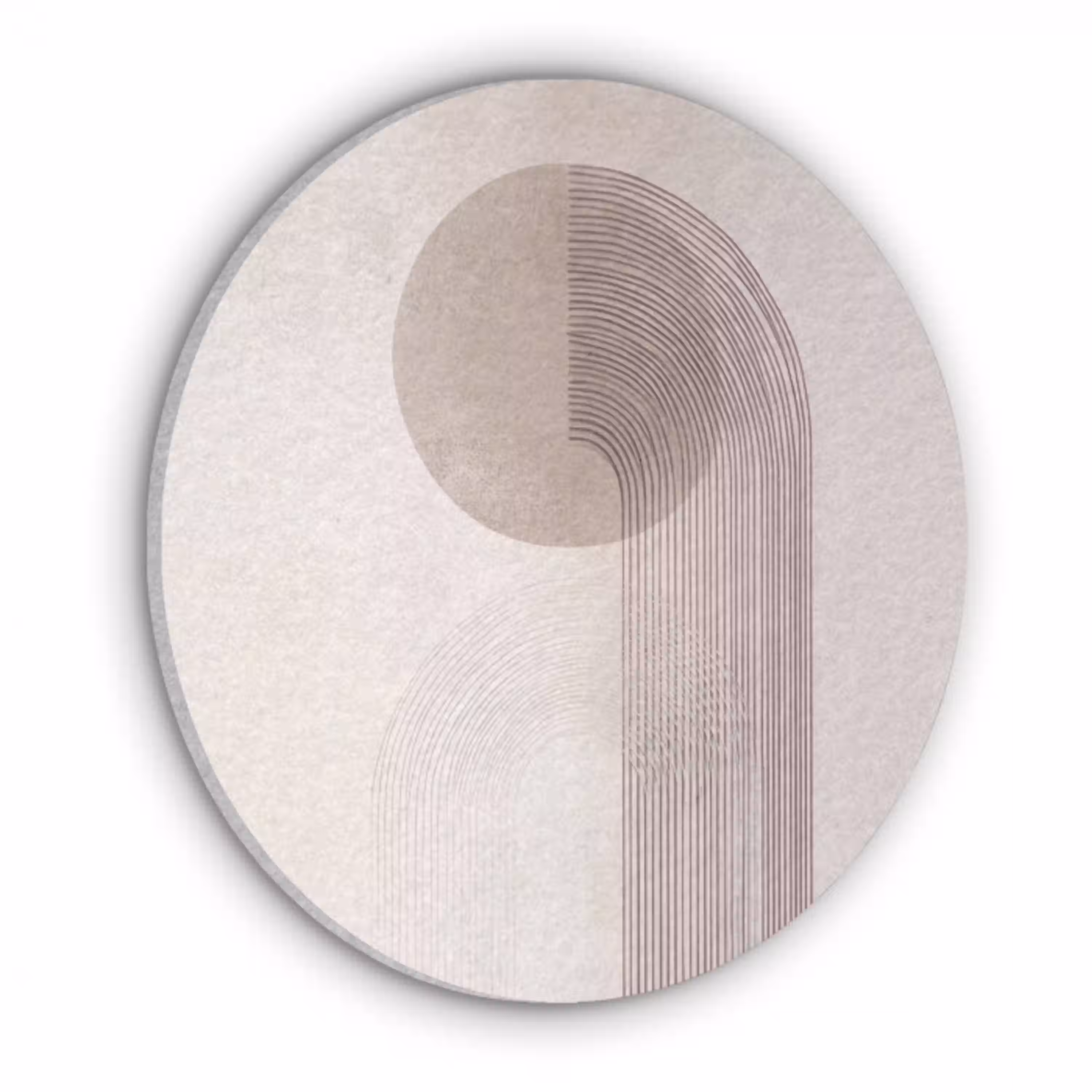 Minimalistisch - Cirkel - Lichtgrijs Akoestische PET Vilt - Rond klein -3d
