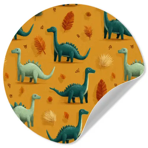 Dinosaurussen - Stekels - Herfstbladeren - Bruin Wandcirkel behangsticker klein -3d