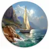 Zeilschip - Zee - Rotsen - Wolken Wandcirkel plexiglas klein -3d