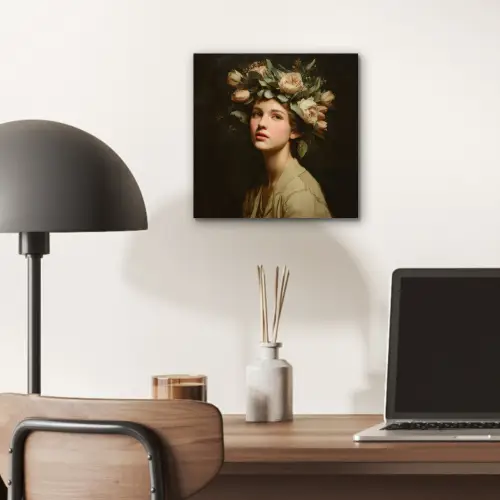 Bloemenstilte - Vrouw - Portret aluminium wit klein -sfeer5