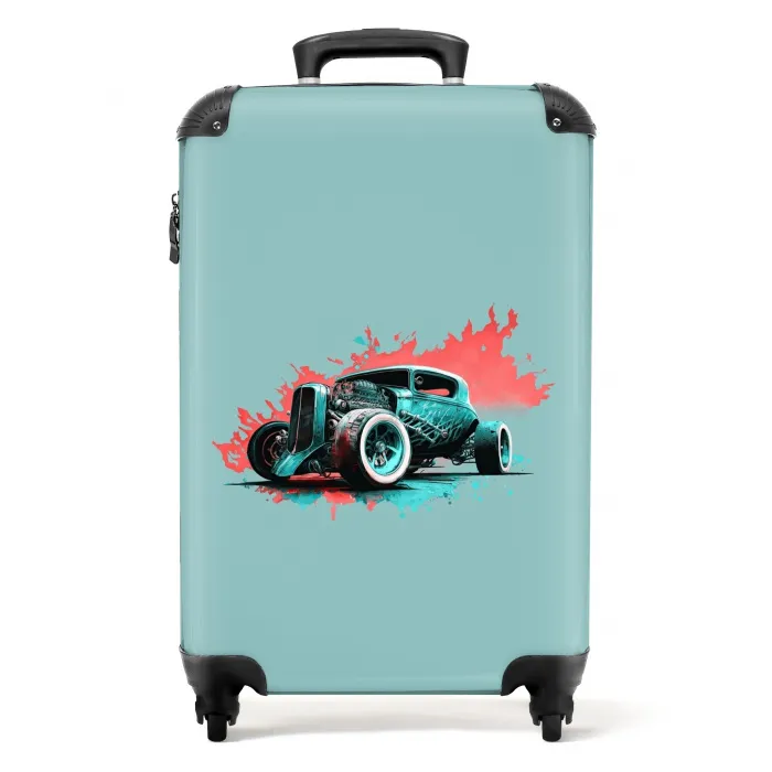 Hotrod turquoise Koffer - NBS - Handbagage middel -productfoto_recht