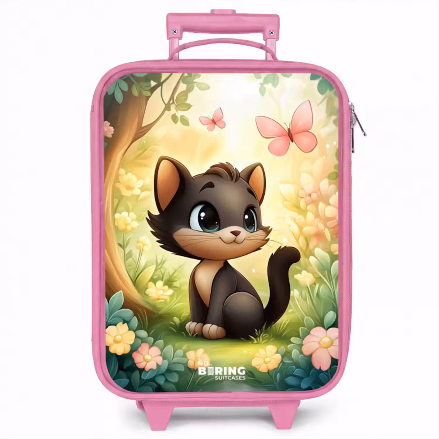Kinderkoffer Rosa - Katze - Schmetterling - Blumen