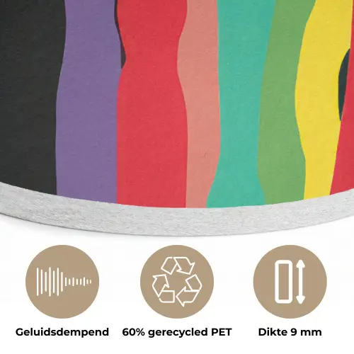 Lippen - Kleuren - Zwart Akoestische PET Vilt - Rond klein -closeup_NL