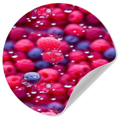 Frambozen - Bessen - Roze - Blauw Wandcirkel behangsticker klein 186 -3d