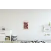 Vogel - Bordeaux - Bloemen - Bessen textielposter latten blank klein -kinderkamer