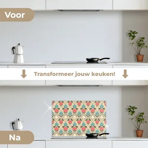Barok - Retro - Kleurrijk keuken achterwand spatscherm klein 900 -voor_na_NL