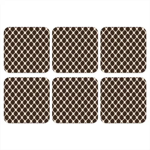 Bruin - Ruitpatroon - Geometrisch onderzetter kurk middel 366 -3d