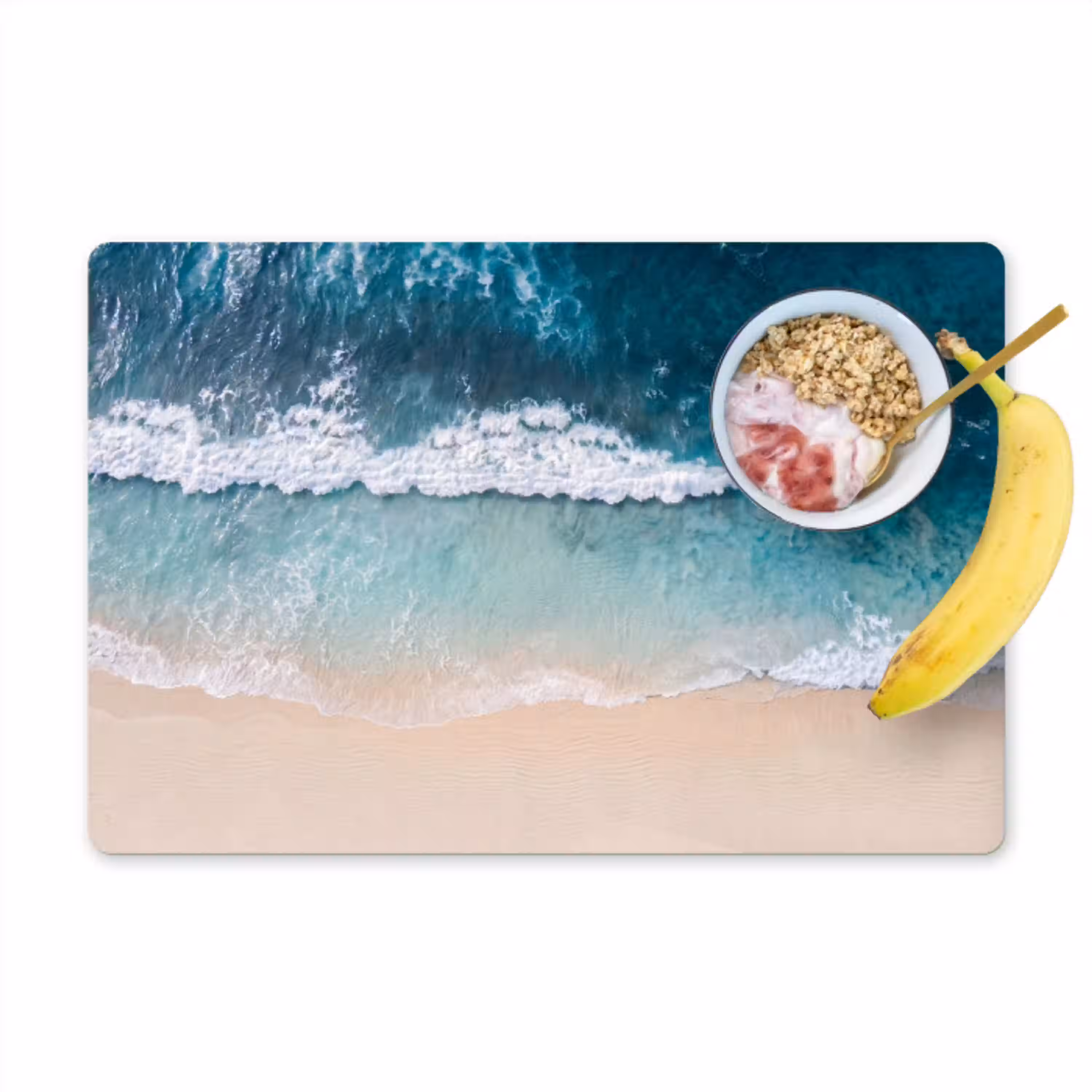 Strand - Zee - Golven - Natuur - Blauw Placemat vinyl groot -zzzproduct_Kitchenyeah-website