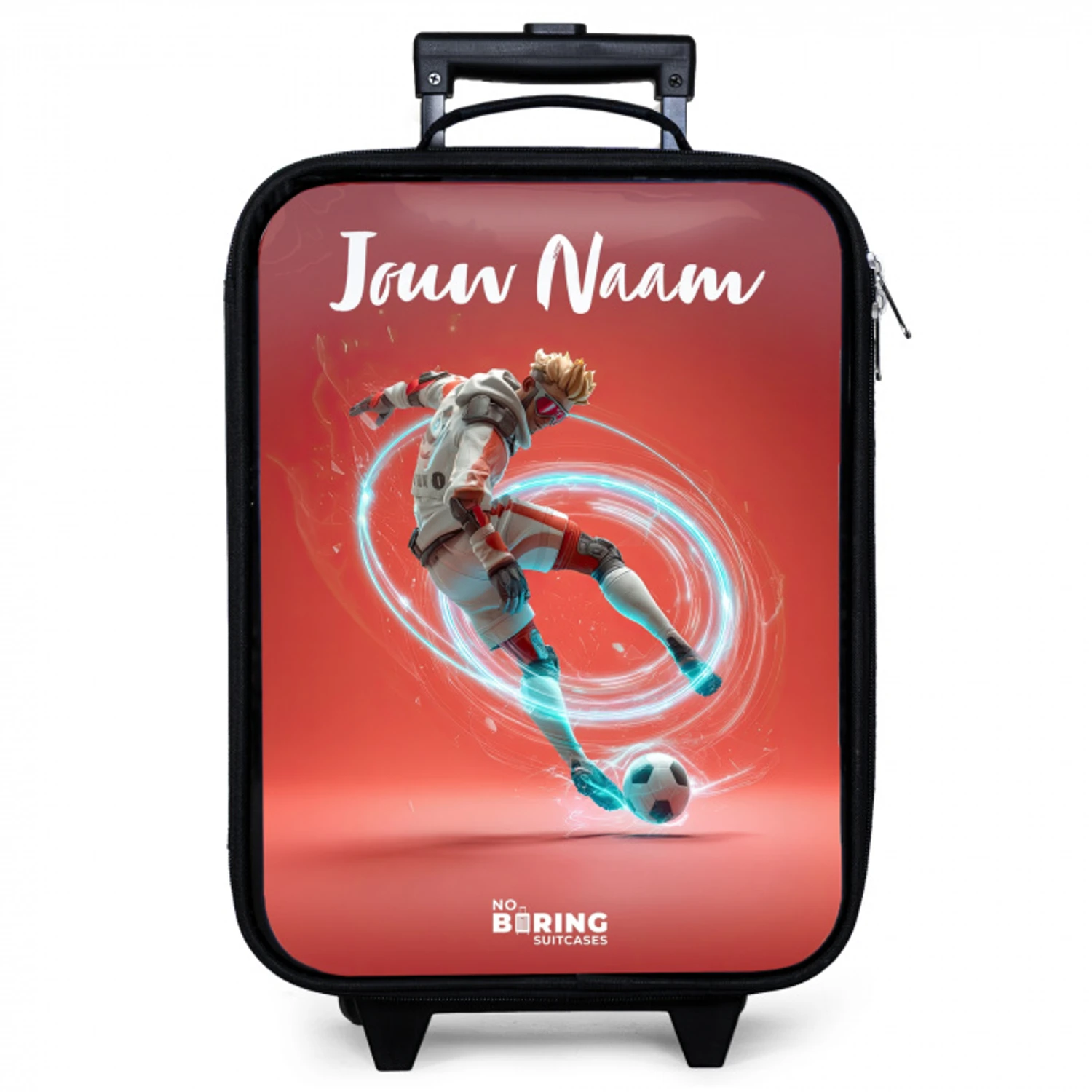Voetballer - Bal - Lichtcirkel - Rood Kinderkoffer - Zwart klein -zzz_website3d