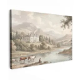 Landhuis - Rivier - Vee canvas 2cm klein -z3d