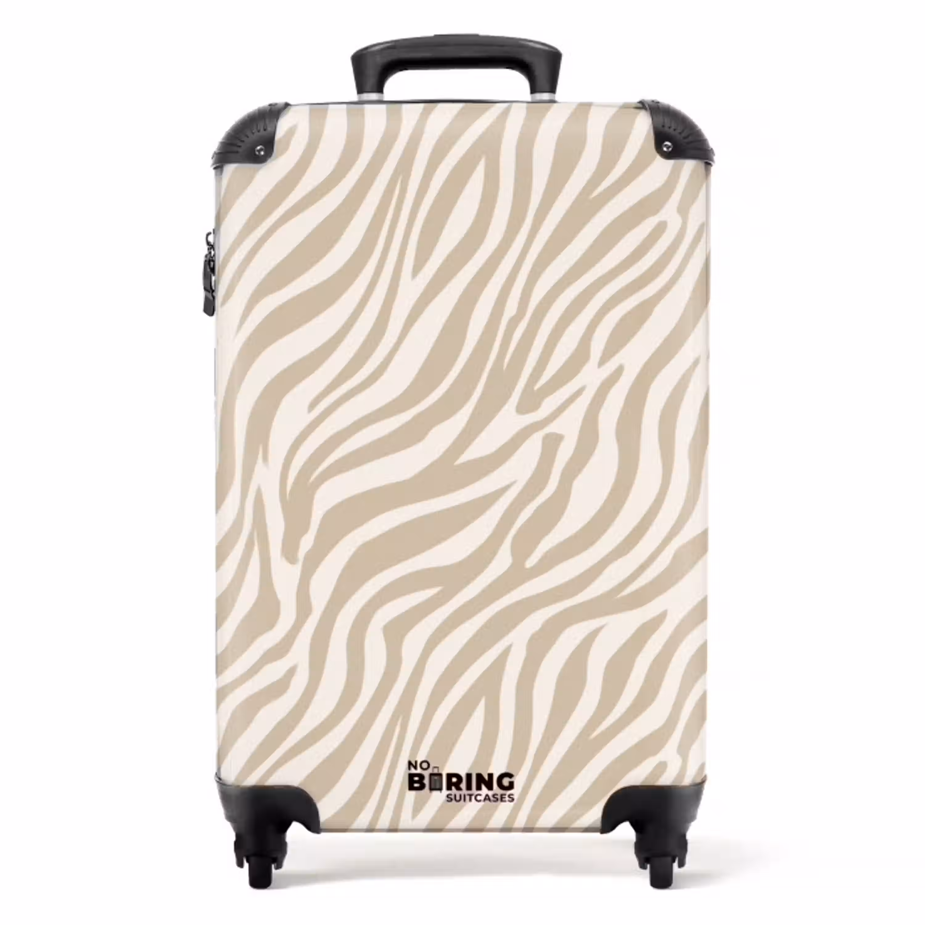 Zebra - Patroon - Beige NBS - Handbagage koffer - Volwassenen Unisex middel -productfoto_recht