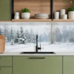 Bospad - Dennen - Sneeuw - Winter - Rustgevend keuken achterwand 2 middel -sfeer3