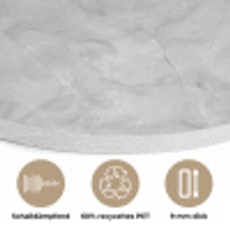 Grijs - Marmer - Mat Akoestische PET Vilt - Rond klein 838 -closeup_DE