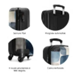 Patroon - Blauw - Vierkanten NBS - Handbagage koffer - Volwassenen Unisex middel zzzzzzzbolletjes_FR