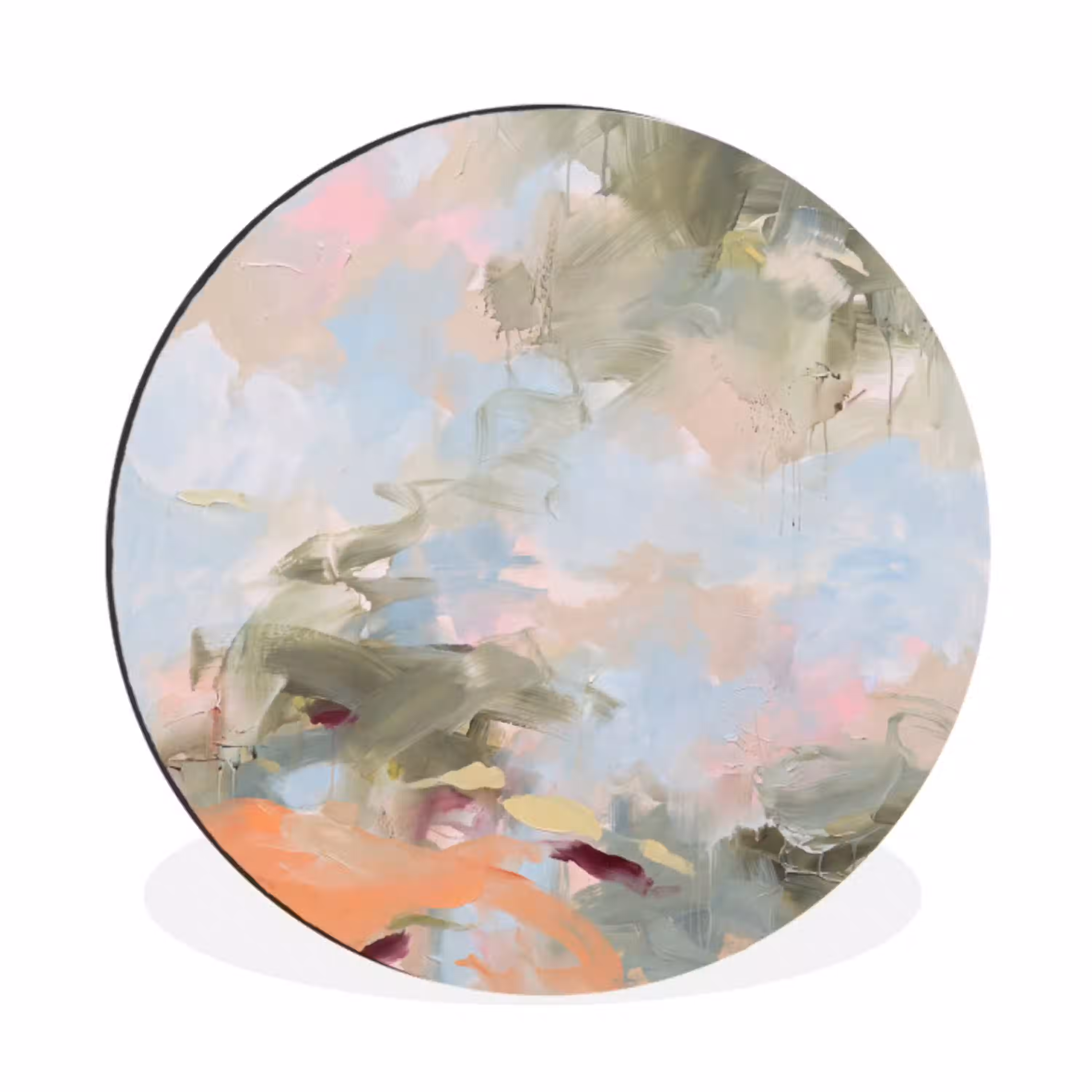 Abstract - Borstelstreken - Kunst - Modern - Pastel Wandcirkel aluminium klein -3d