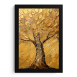 Goud - Boom - Abstract - Modern fotolijst zwart zonder passe partout klein -3d