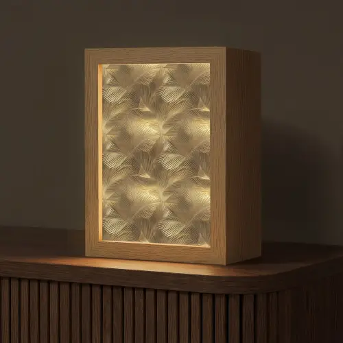 Palm - Waaier - Goud Light Box met kabel (Tafellamp) klein 925 -z3d_website