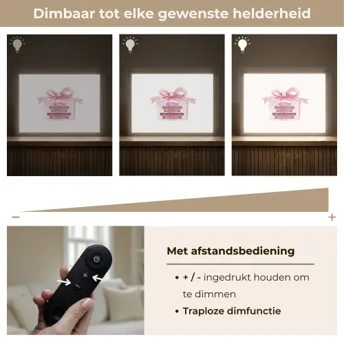 Cadeau - Strik - Tekst - Roze Light Box met batterij (Wandlamp) middel -USP_dimbaarNL