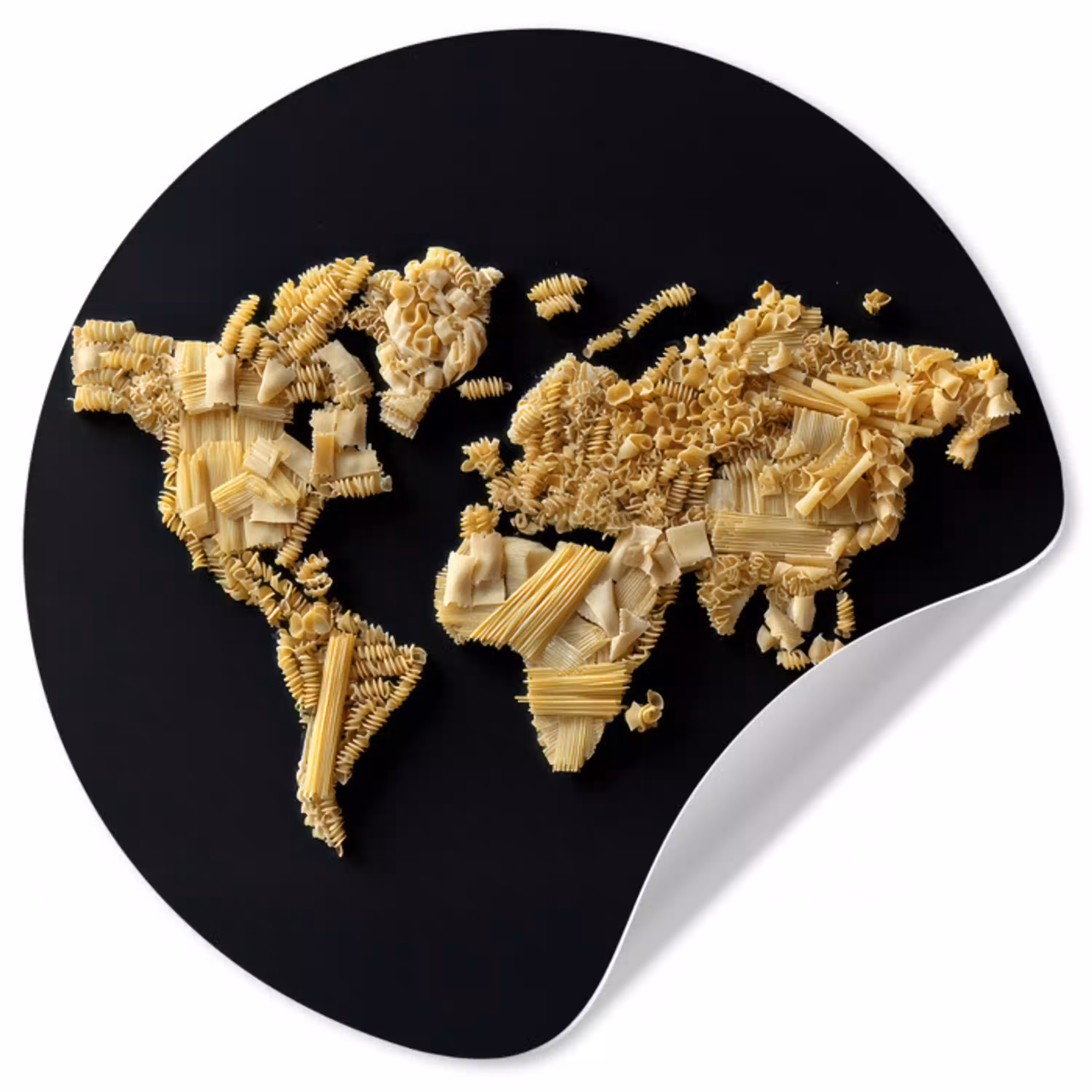 Wereldkaart - Specerijen - Kleurrijk Wandcirkel behangsticker klein -3d