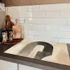 Boog -  Strepen - Minimalistisch - Zwart Inductie beschermer vinyl 3mm klein -sfeer3