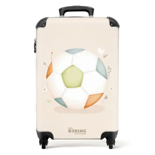 Voetbal in beige pastel kleuren NBS - Handbagage koffer - Volwassenen Unisex middel -productfoto_recht