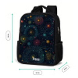 Sterren - Planeten - Kleurrijk Rugzak - Zwart middel -productfoto_formaten