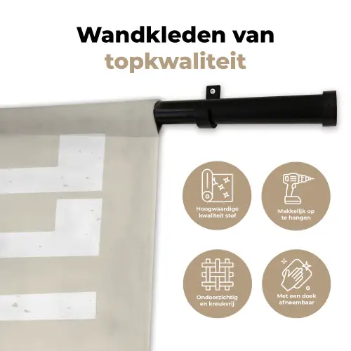 Wit - Koffie - Vintage - Decoratie Wandkleed katoen klein -sfeer2