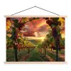 Wijngaard - Druiven - Zonsondergang textielposter latten blank klein -3d
