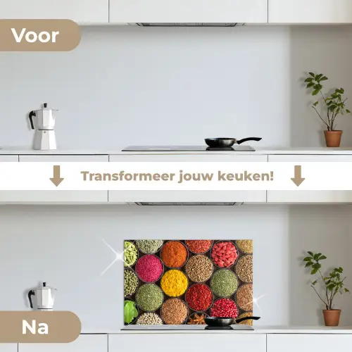 Kruiden - Schaaltjes - Kleurrijk - Textuur keuken achterwand spatscherm klein -voor_na_NL