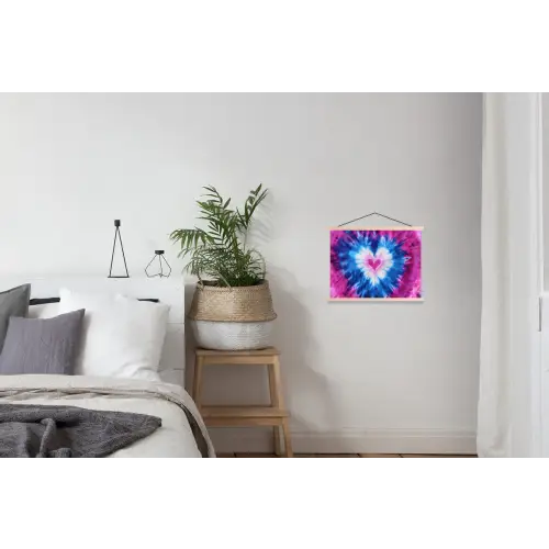 Hartvormig - Tie dye - Paars textielposter latten blank klein -woonkamer