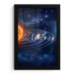 Ruimte - Zonnestelsel - Blauw fotolijst zwart zonder passe partout klein -3d