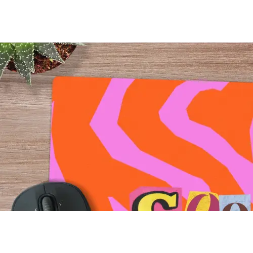 Zebraprint - Grafisch - COOL - Oranje muismat rubber klein -closeup
