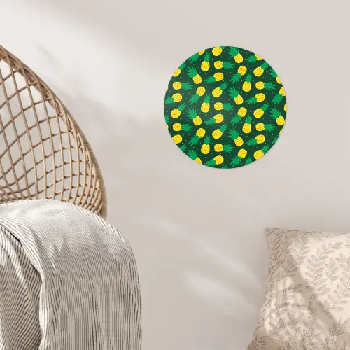 Donkergroen - Ananas - Bladeren Wandcirkel behangsticker klein 186 -sfeer4