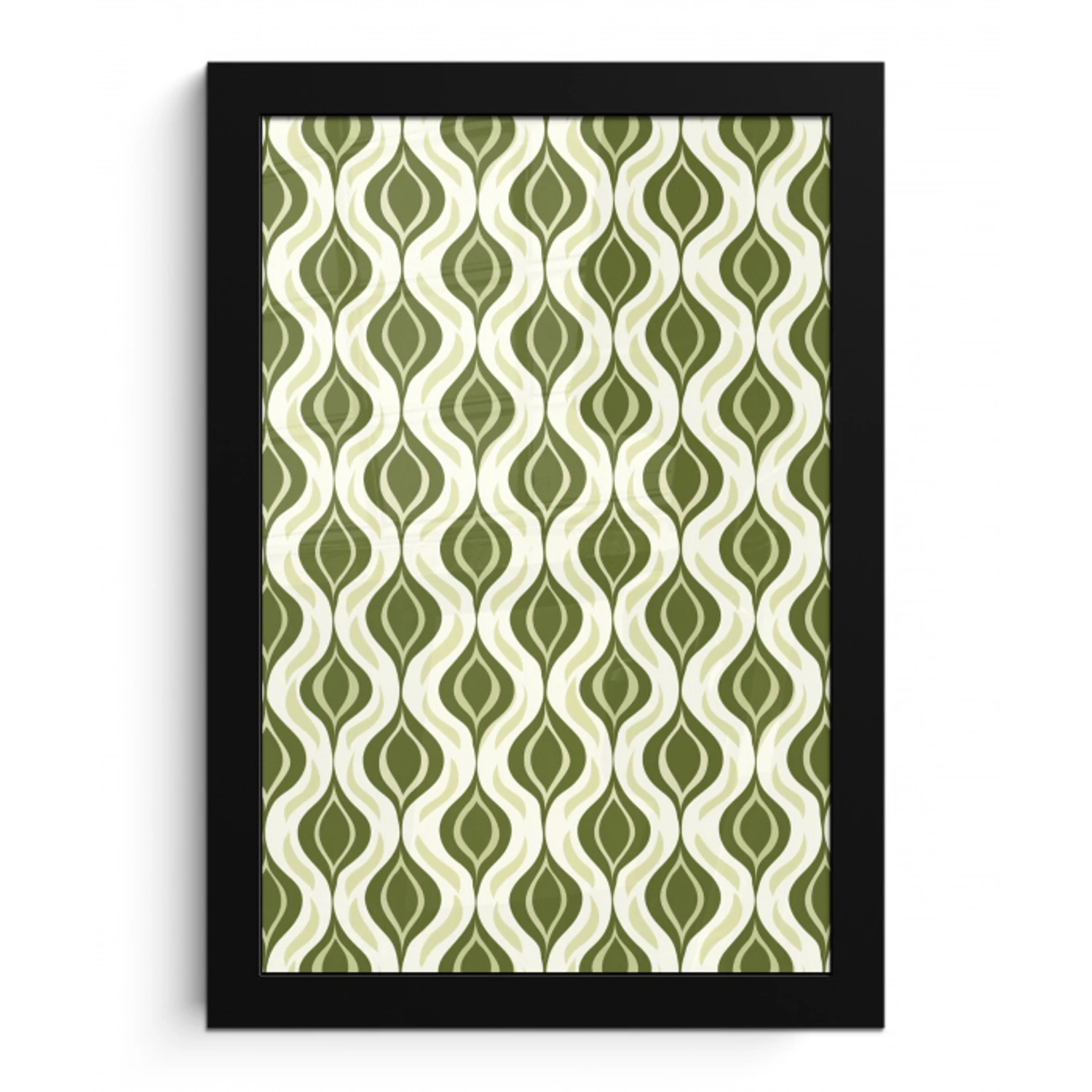 Patroon - Retro - Groen fotolijst zwart zonder passe partout klein 224 -3d