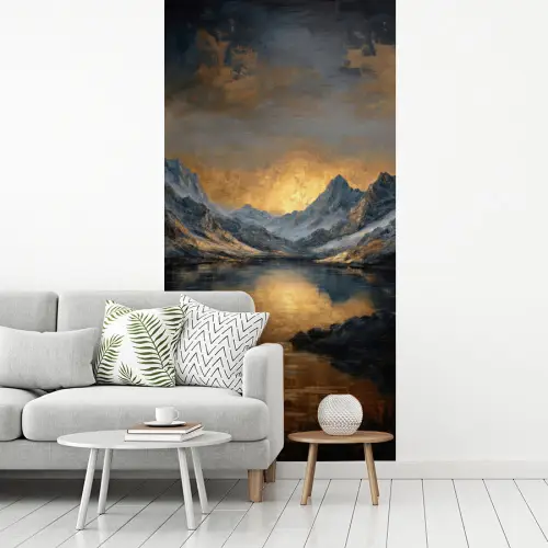 Berglandschap met Gouden Zonsondergang fotobehang vinyl groot -woonkamer