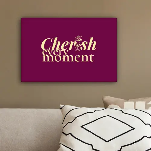 Cherish every moment - Cocktailglas - Bordeaux canvas 2cm klein -sfeer3