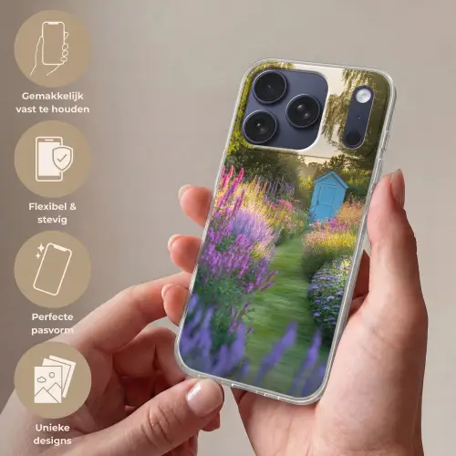 Tuinhuisje - Blauw - Bloemen Telefoonhoesje iPhone 17 Pro klein -sfeer3_NL