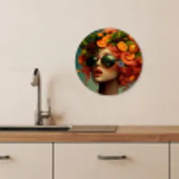 Vrouw - Sinaasappel - Bessen - Oranje KitchenYeah - Keuken - Wandcirkel Forex klein -sfeer3