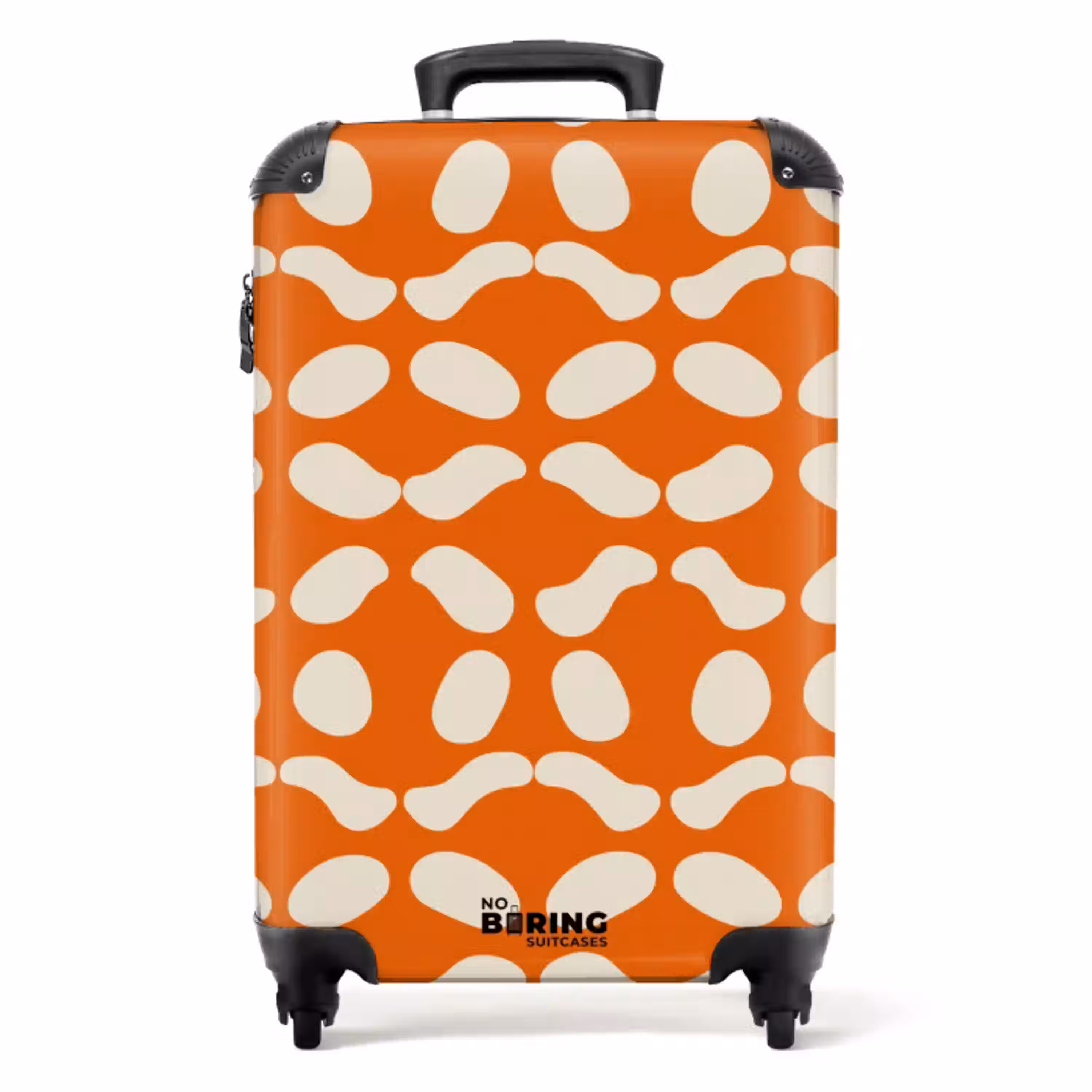 Oranje - Ruitpatroon - Wit NBS - Handbagage koffer - Volwassenen Unisex middel -productfoto_recht