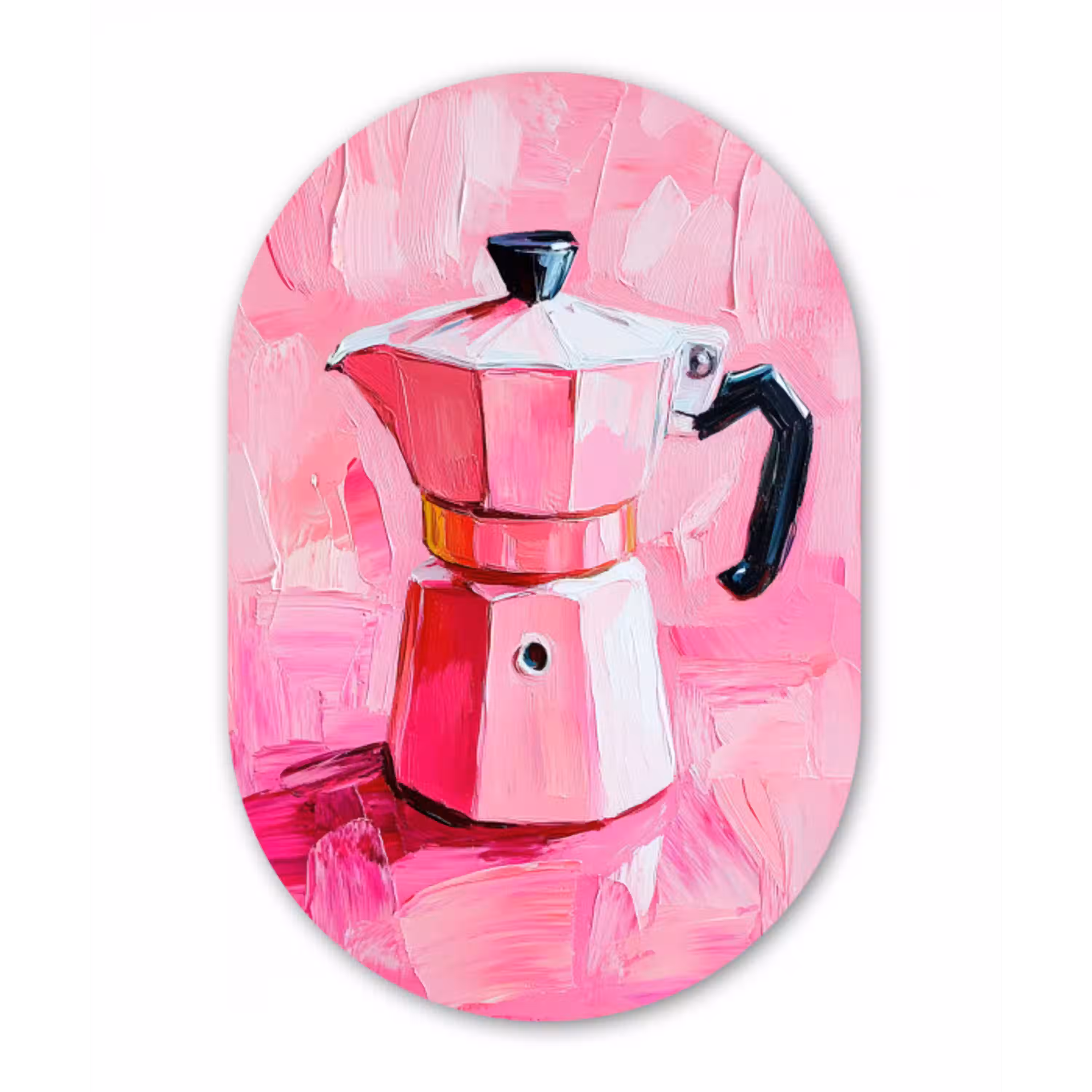 Roze - Verf - Coffee Wandcirkel Ovaal Glas middel -3d