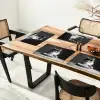 Langharige kat - Zonnebril - Spaghetti - Humor - Zwart - wit Placemat vinyl groot -zzsfeer4_Kitchenyeah-website