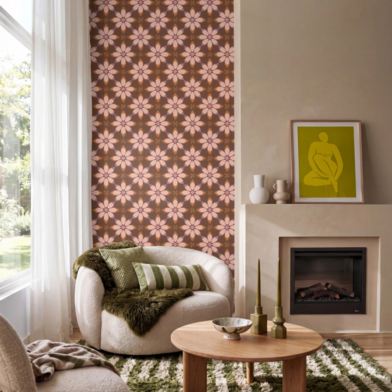Klassiek - Retro - Bruin Behang Vinyl klein 1060 -sfeer2