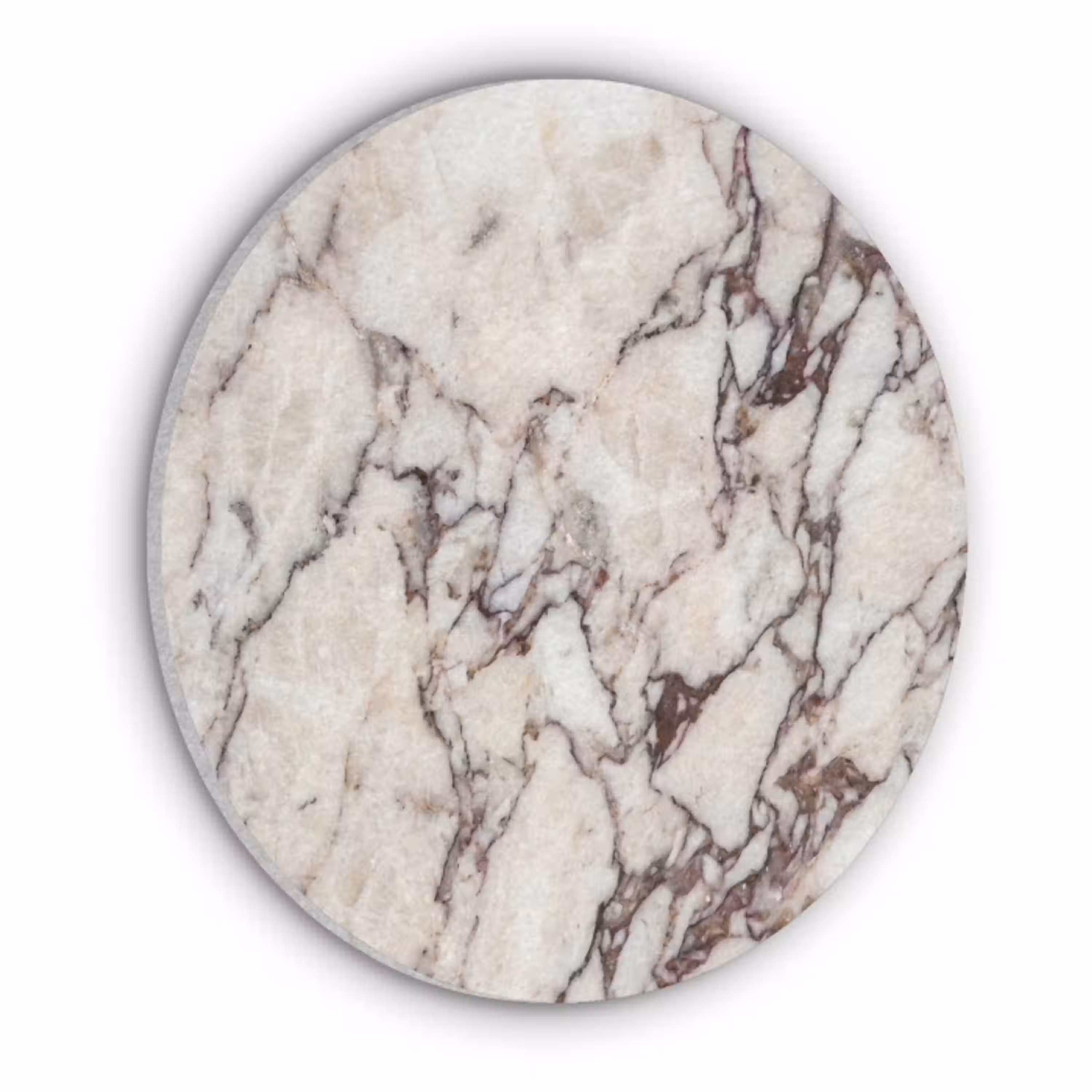 Marmer - Textuur - Abstract - Wit - Bruin Akoestische PET Vilt - Rond klein -3d