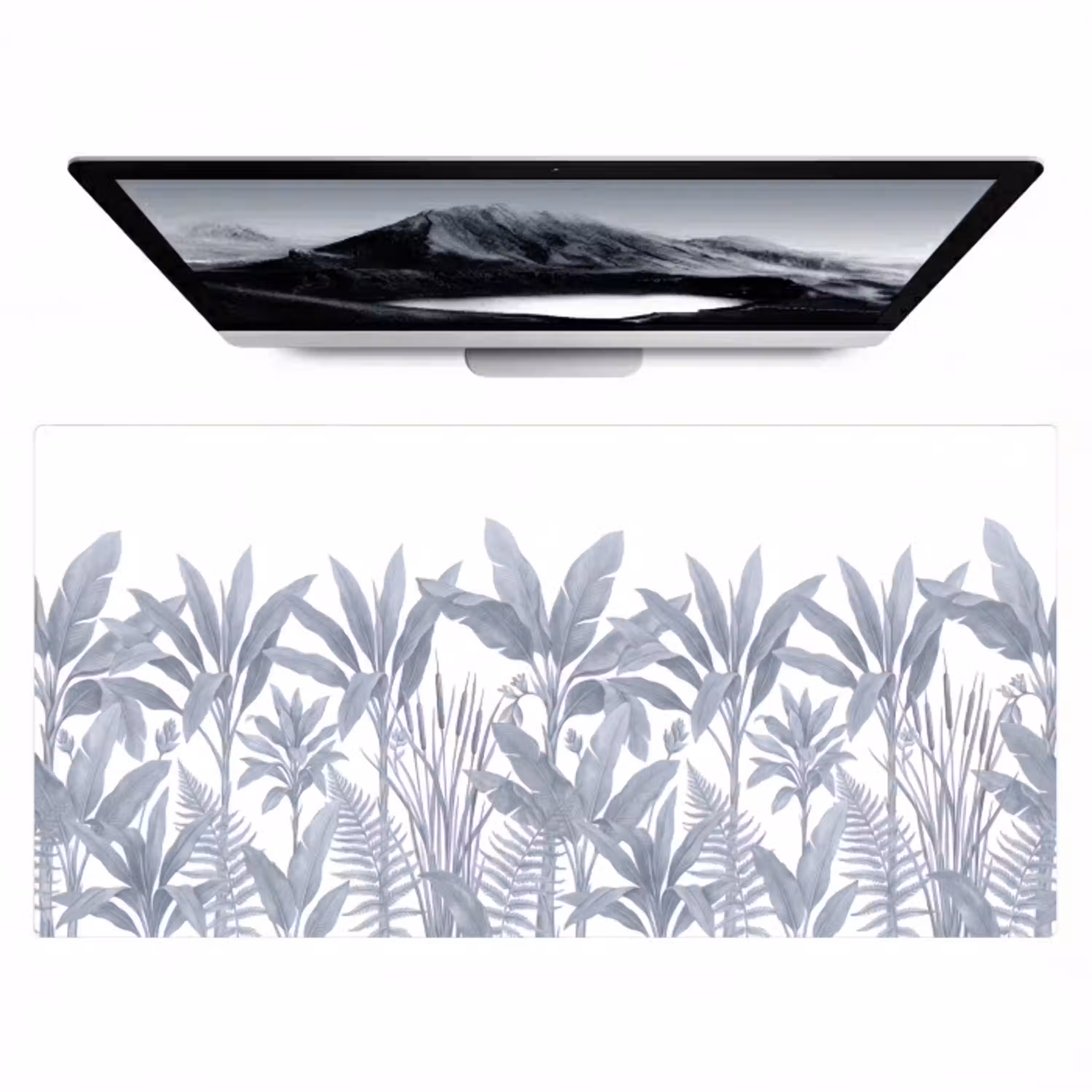 Planten - Bladeren - Natuur - Grijs Muismat XXL klein -zzz3d