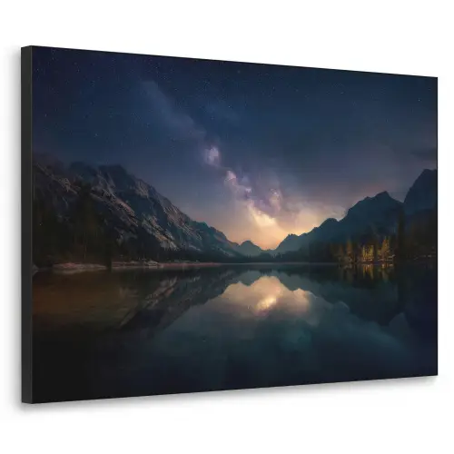 Kristalhelder meer - Bergen - Bergen Textielframe zwart klein -3d