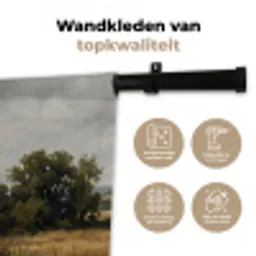 Eenden - Rivier - Landschap - Vlucht - Nostalgisch Wandkleed katoen middel -sfeer2