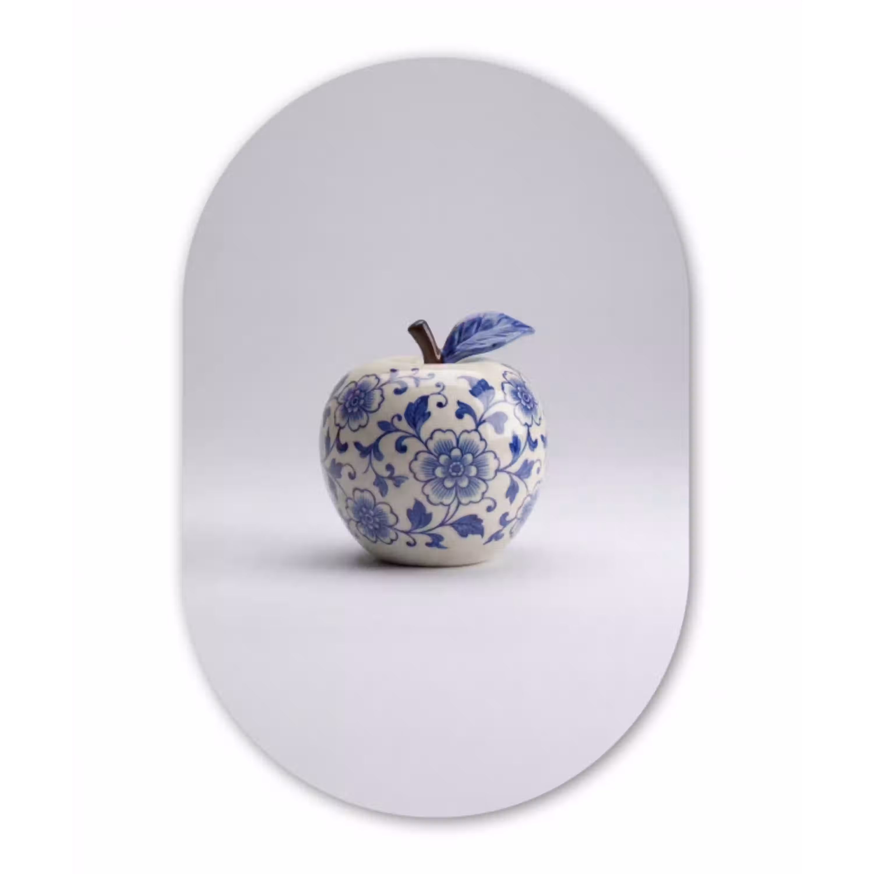 Appel - Blauw - Klassiek Wandcirkel Ovaal Aluminium middel -3d